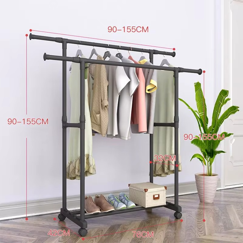 👚 Porte-vêtements multifonction – Double barre