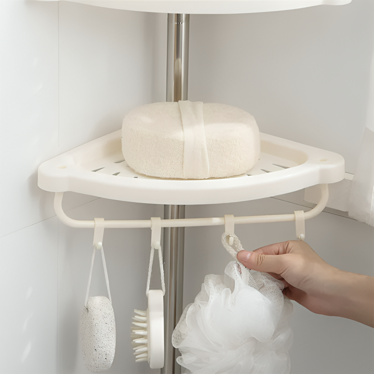 🛁 Étagère Télescopique d’Angle – Rangement Salle de Bain 4 Niveaux