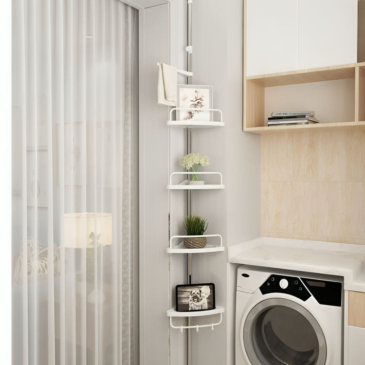 🛁 Étagère Télescopique d’Angle – Rangement Salle de Bain 4 Niveaux